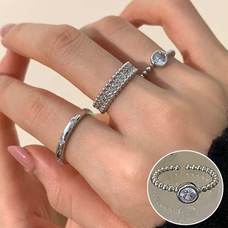 Shiny Geometric Ring Female Fashion Temperament Multi-layer Line Open Ring I - Norellé