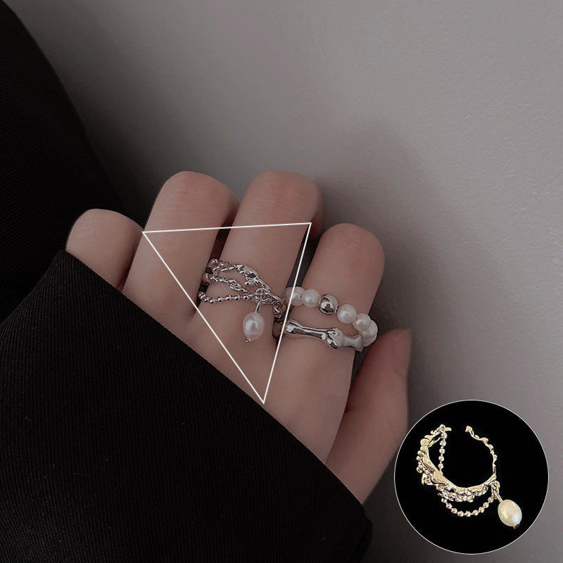 Shiny Geometric Ring Female Fashion Temperament Multi-layer Line Open Ring I - Norellé