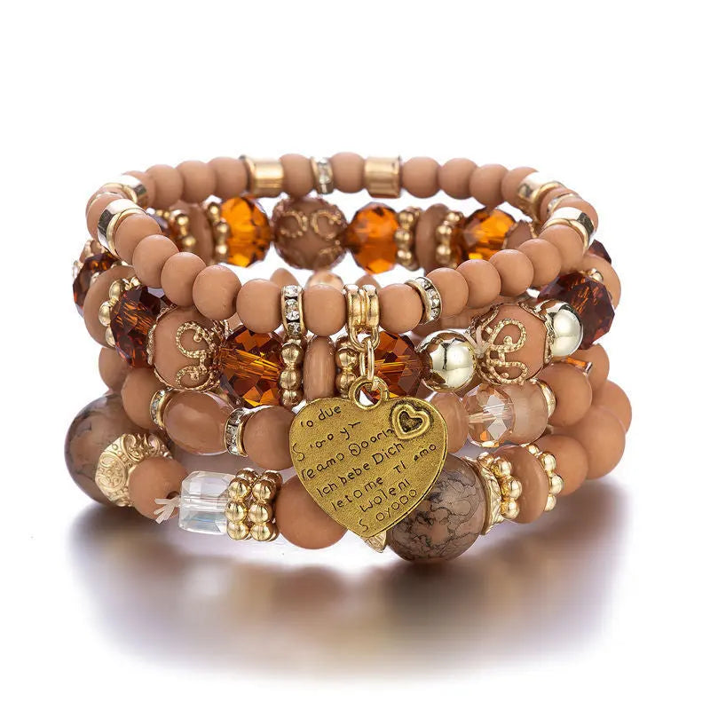 Multi-layer Wooden Bead Beaded Bracelet Elastic Bracelet - Norellé