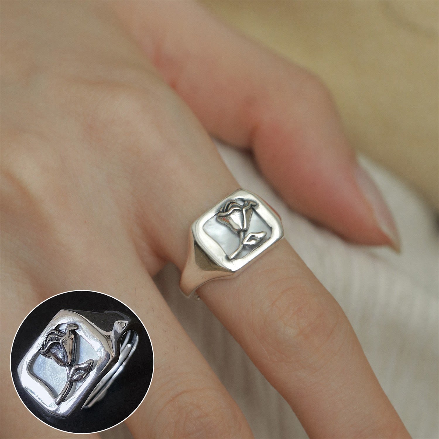 Shiny Geometric Ring Female Fashion Temperament Multi-layer Line Open Ring I - Norellé