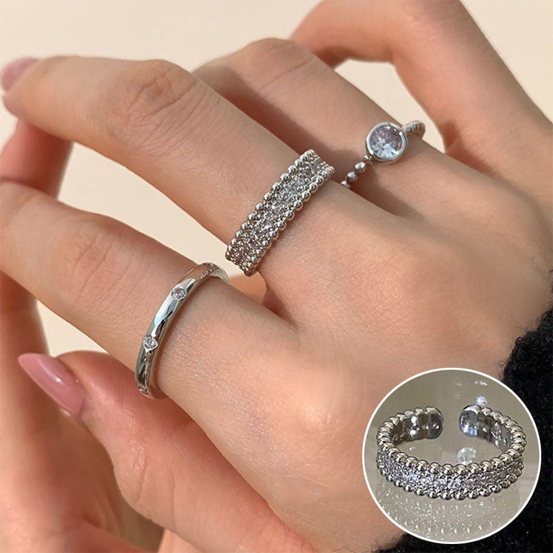 Shiny Geometric Ring Female Fashion Temperament Multi-layer Line Open Ring I - Norellé