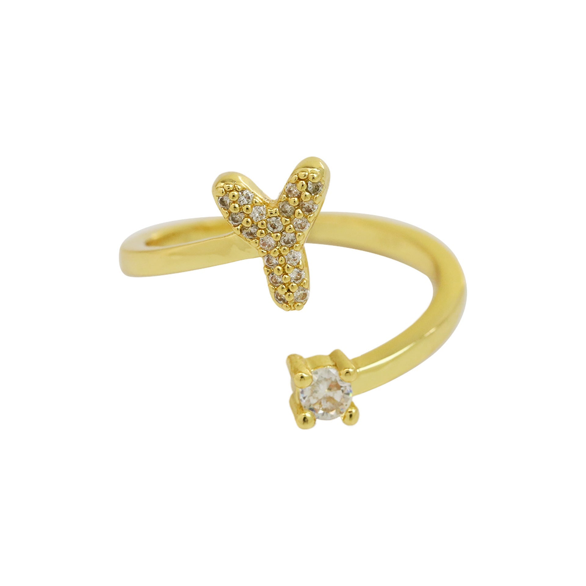 Cute 26 English Letters Open Adjustable Personality Ring - Norellé