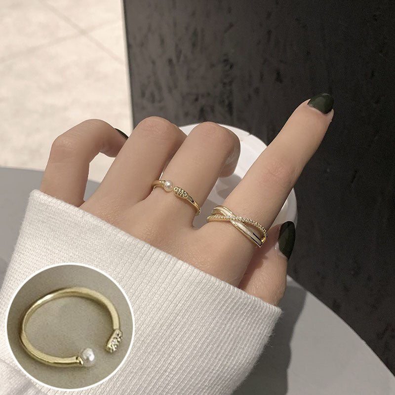 Shiny Geometric Ring Female Fashion Temperament Multi-layer Line Open Ring I - Norellé