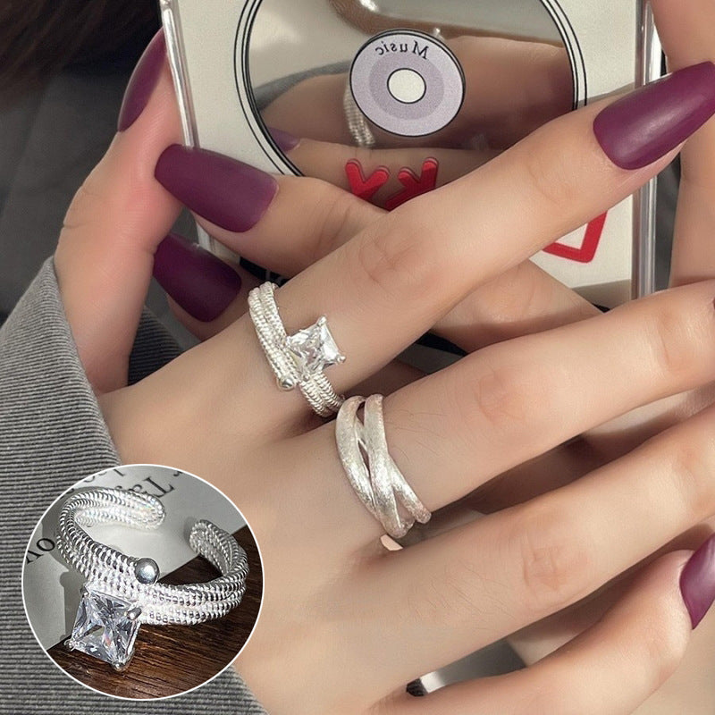 Shiny Geometric Ring Female Fashion Temperament Multi-layer Line Open Ring I - Norellé