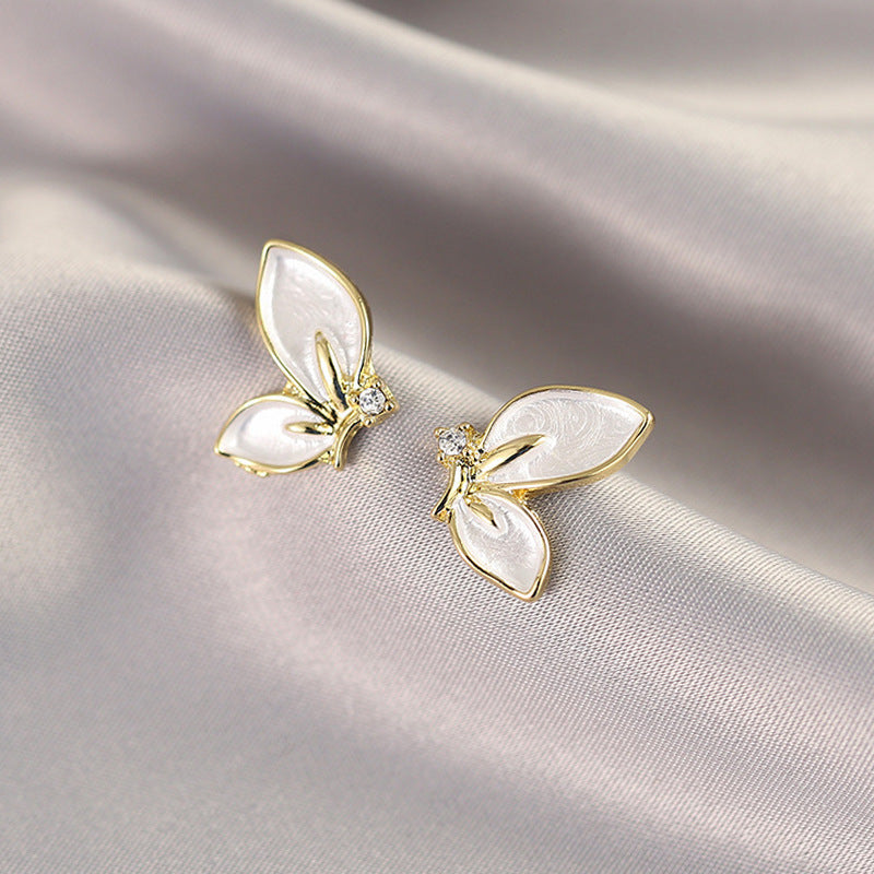 Silver Needle Fashion High-grade Diamond Enamel Earrings - Norellé