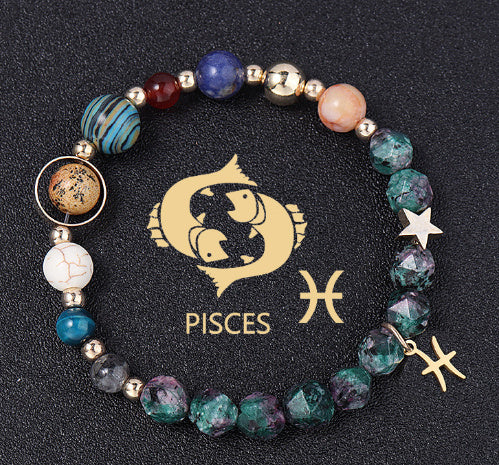 Natural Stone Twelve Constellations Bracelets Cut Hemp Stone Fashion - Norellé