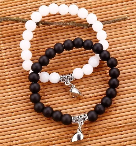 Black And White Love Magnet Suction Couple Bracelet Pair - Norellé