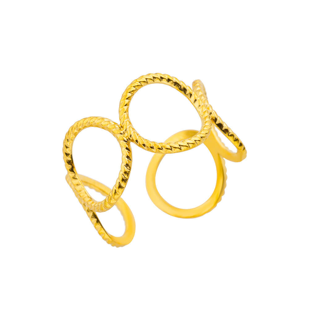 Stainless Steel Pearl Hollow Geometry Open Ring - Norellé