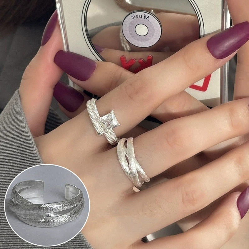 Shiny Geometric Ring Female Fashion Temperament Multi-layer Line Open Ring I - Norellé