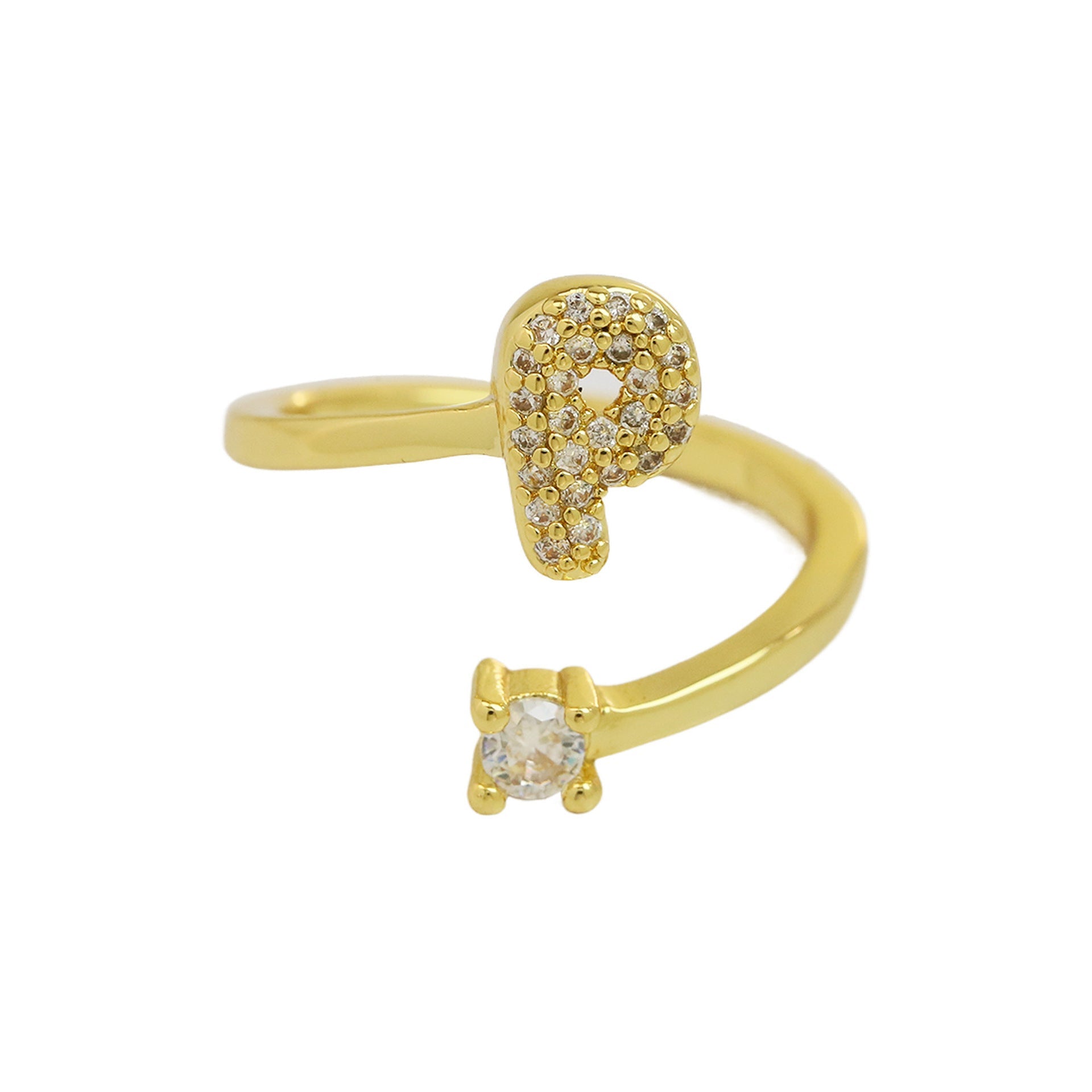Cute 26 English Letters Open Adjustable Personality Ring - Norellé