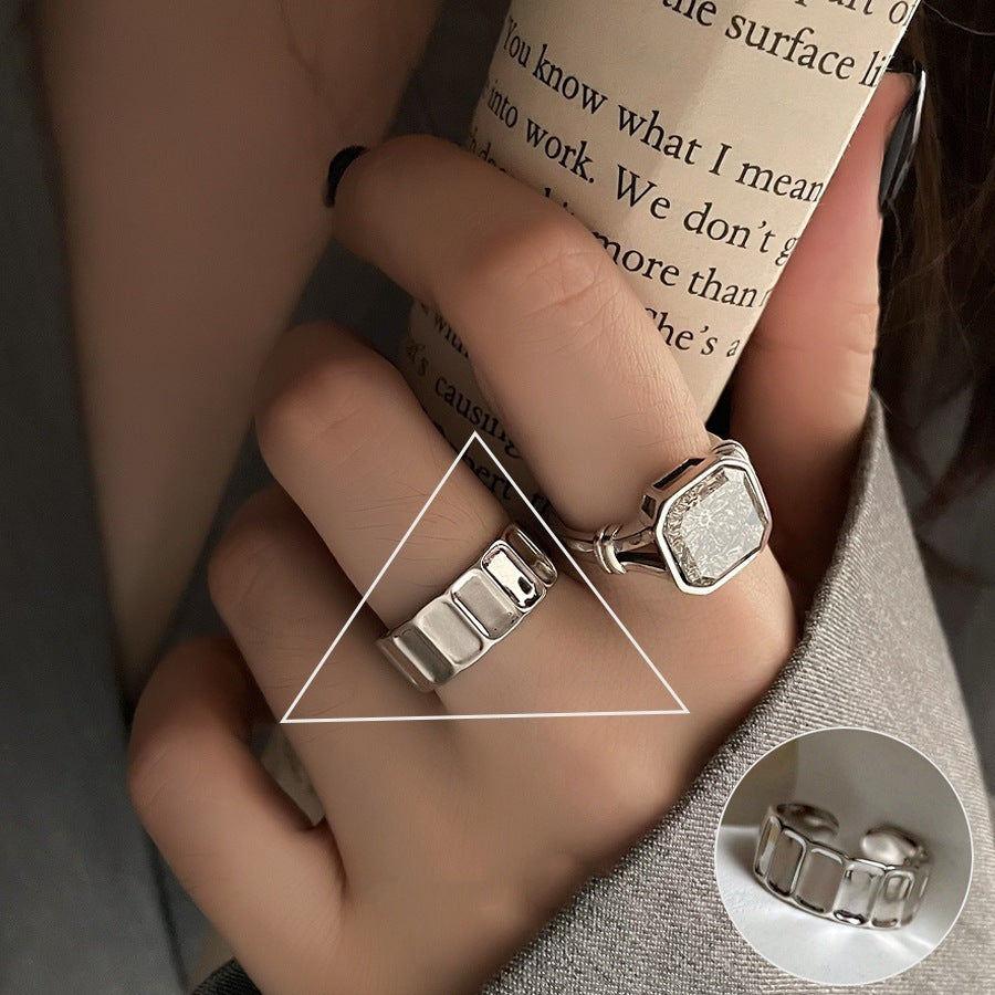 Shiny Geometric Ring Female Fashion Temperament Multi-layer Line Open Ring I - Norellé