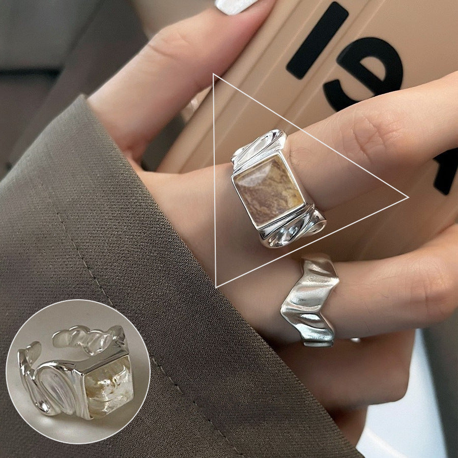 Shiny Geometric Ring Female Fashion Temperament Multi-layer Line Open Ring I - Norellé