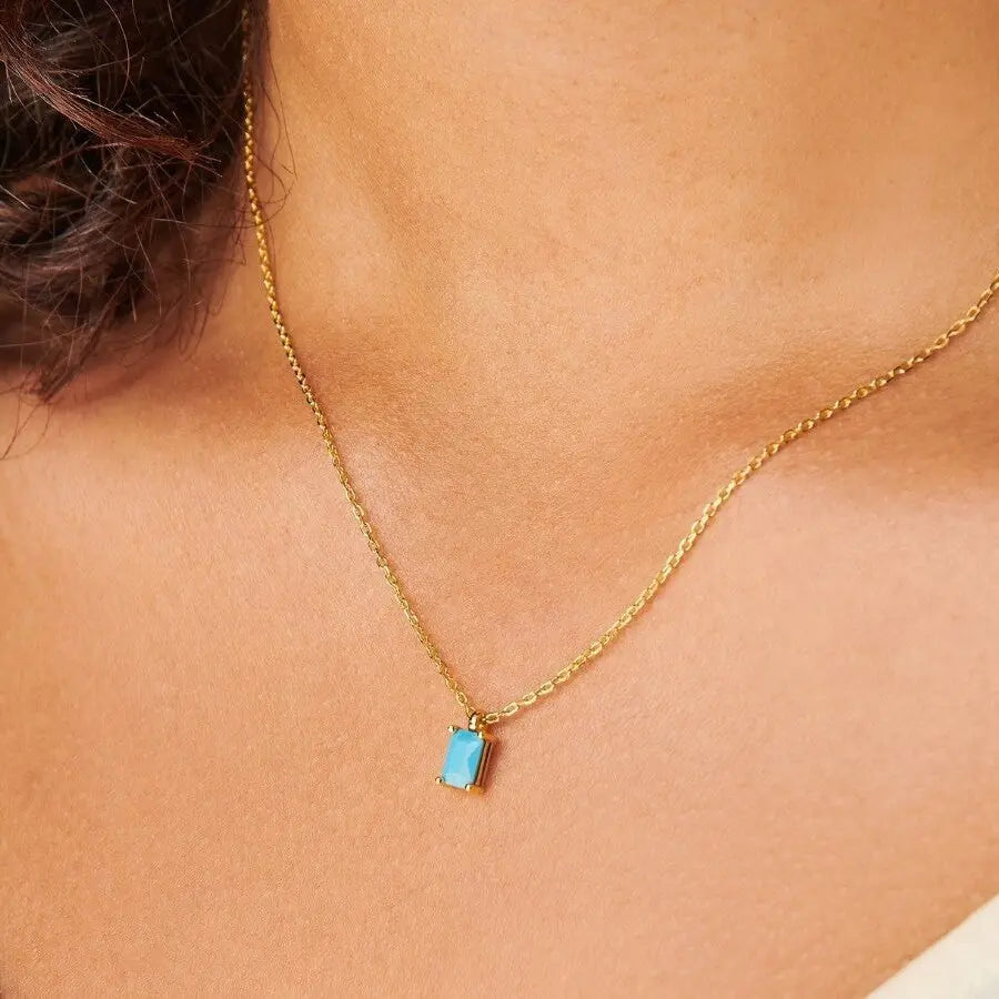Rectangular 12month Birthday Stone Pendant Colorful Zircon Clavicle Chain - Norellé