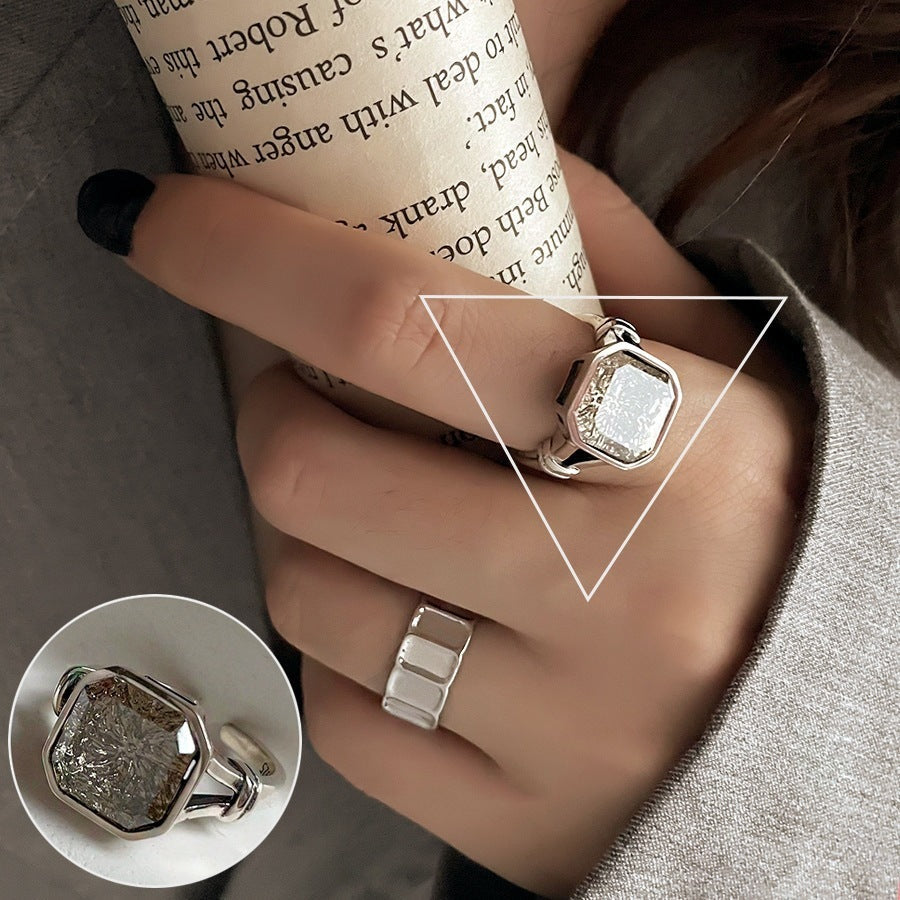 Shiny Geometric Ring Female Fashion Temperament Multi-layer Line Open Ring I - Norellé