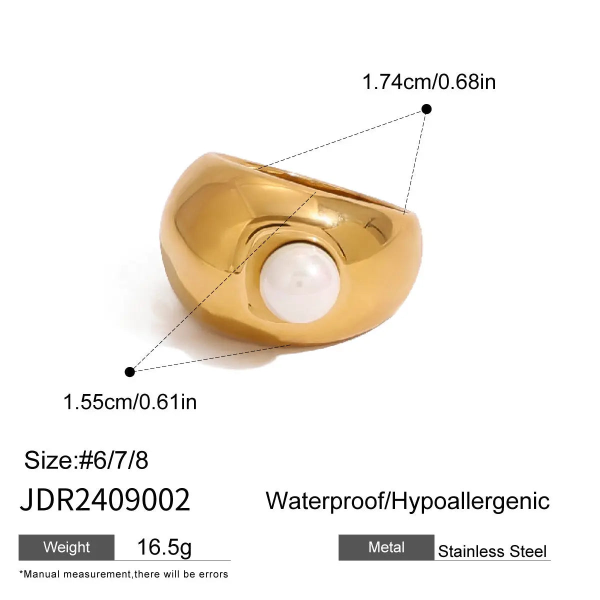 Pearl Ring Titanium Steel No Fading - Norellé