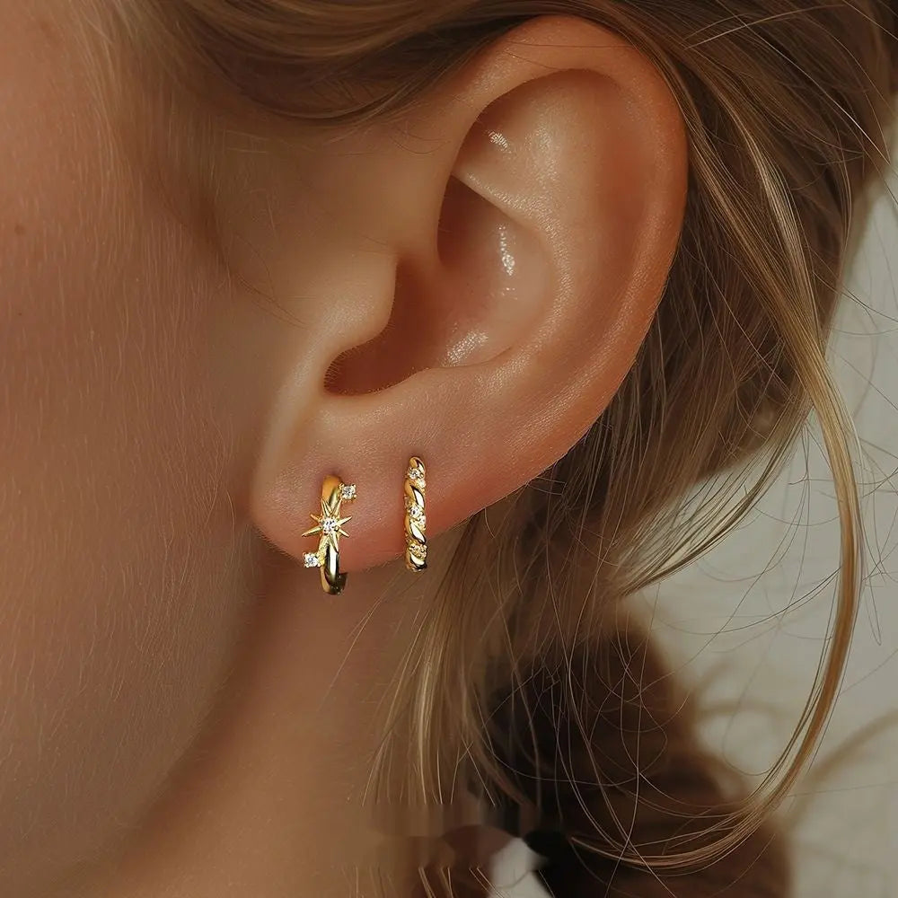 S925 Sterling Silver Light Luxury Inlaid Zircon Trendy Earrings - Norellé