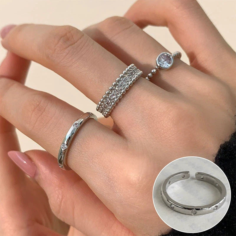 Shiny Geometric Ring Female Fashion Temperament Multi-layer Line Open Ring I - Norellé