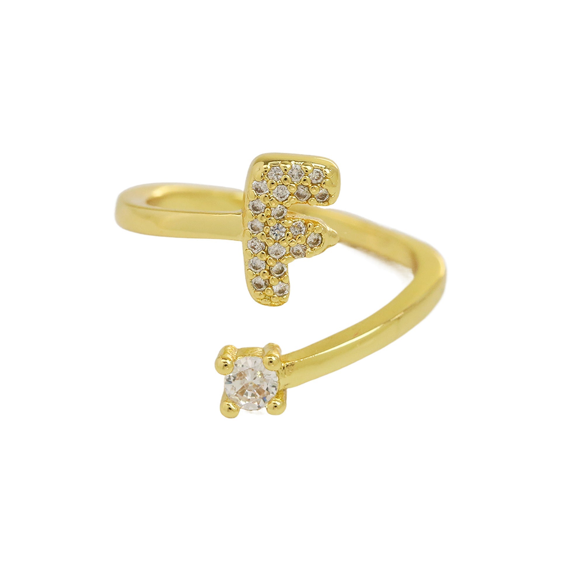 Cute 26 English Letters Open Adjustable Personality Ring - Norellé