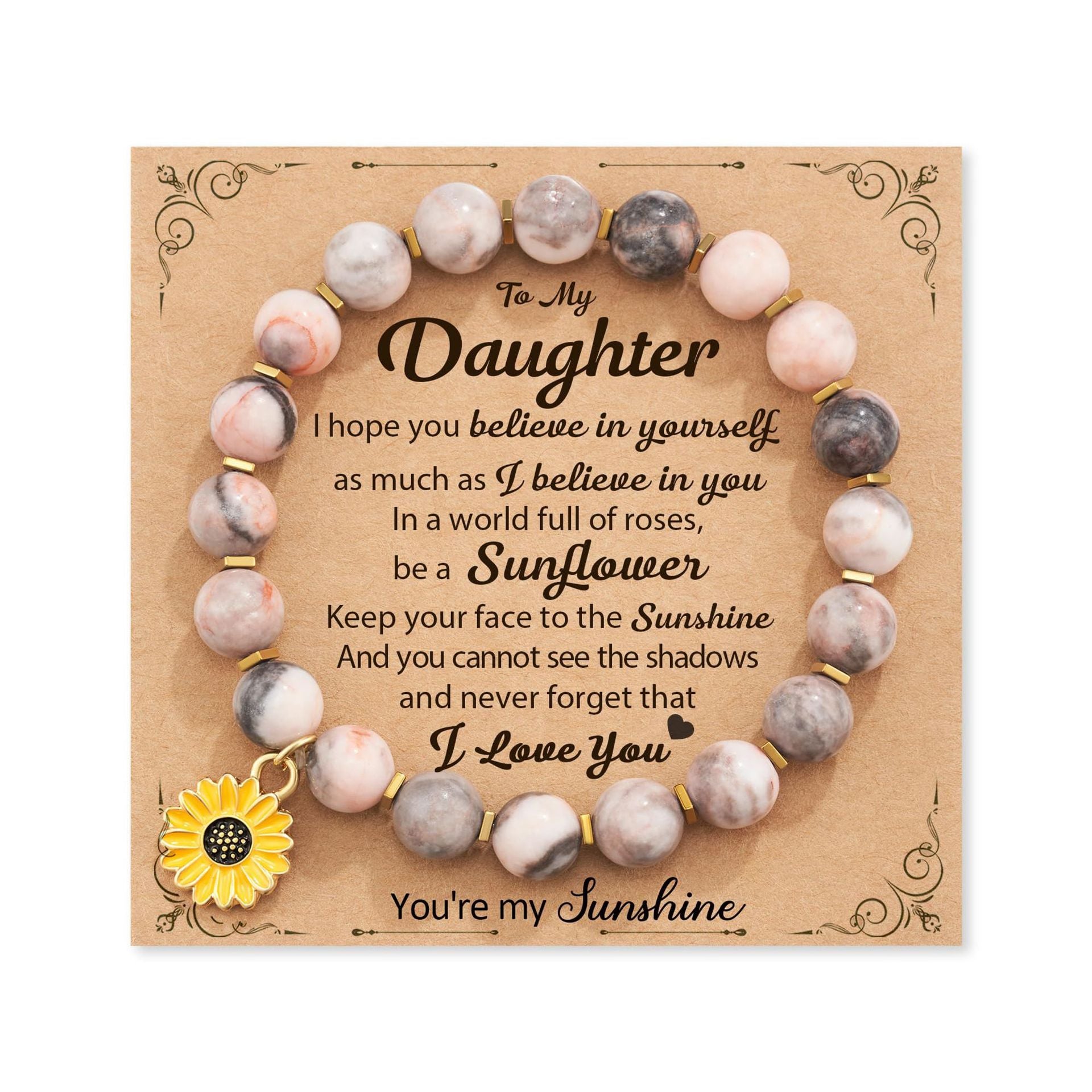 Zebra Sunflower Bracelet Natural Stone Bracelet - Norellé