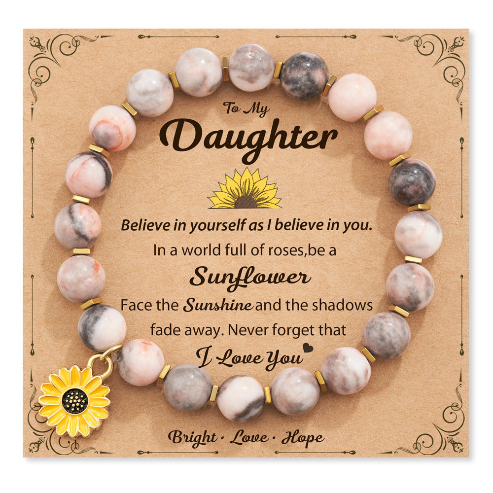 Zebra Sunflower Bracelet Natural Stone Bracelet - Norellé