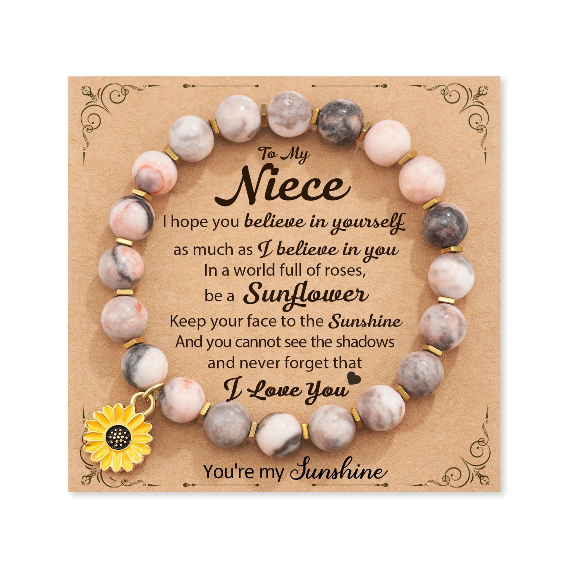 Zebra Sunflower Bracelet Natural Stone Bracelet - Norellé