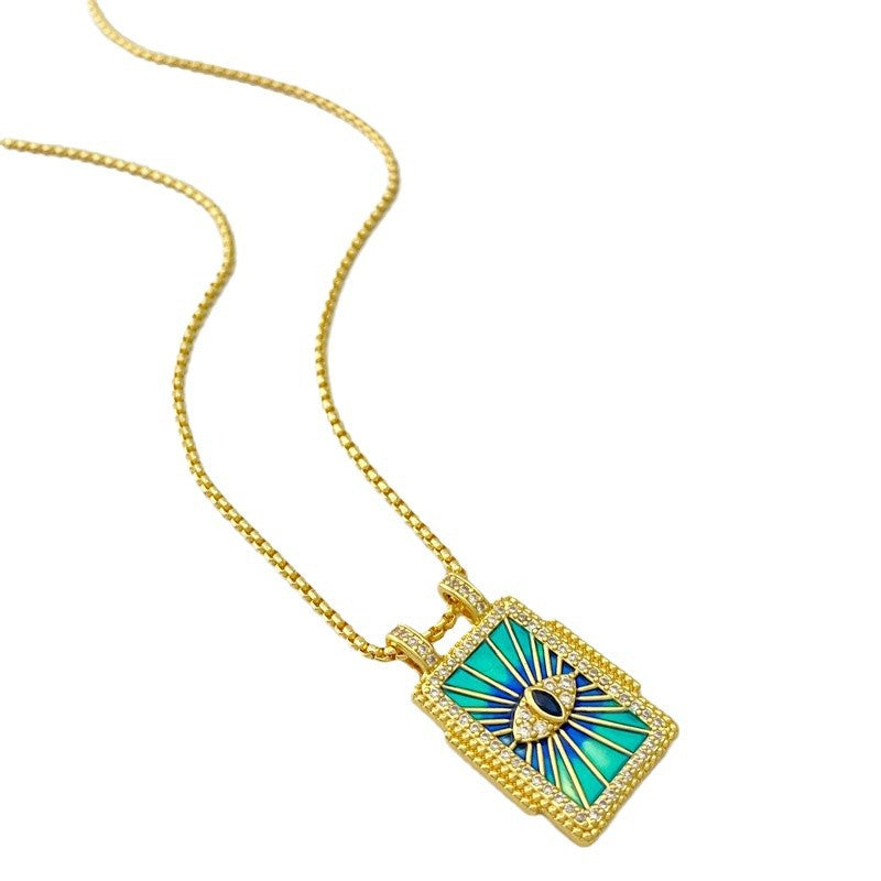 Copper Plating 18K Gold Drop Oil Color Tarot Necklace - Norellé