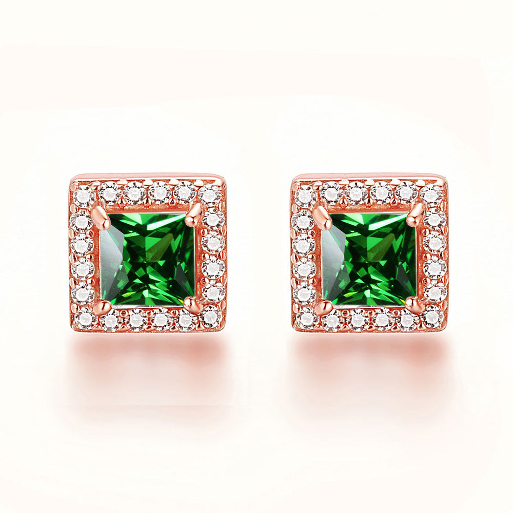 Inlaid Colored Gems Earrings S925 Sterling Silver Earrings - Norellé