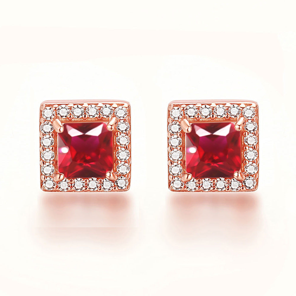 Inlaid Colored Gems Earrings S925 Sterling Silver Earrings - Norellé