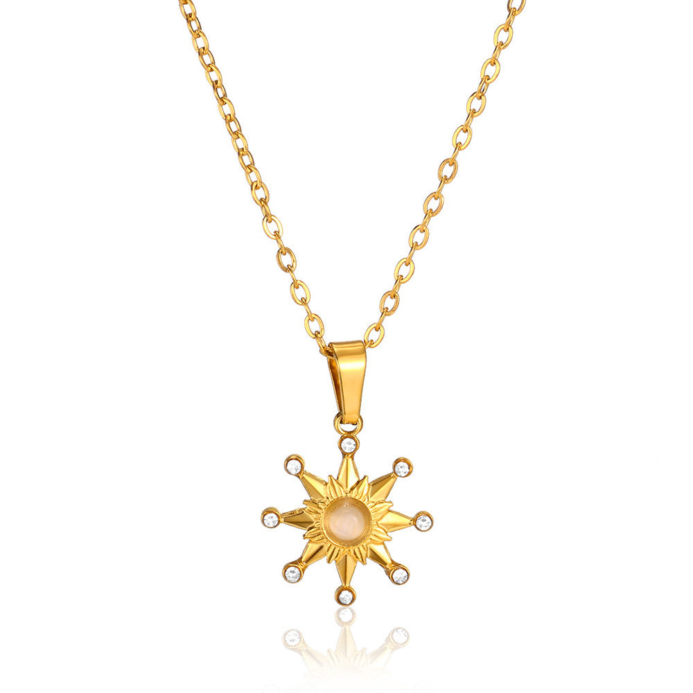 High-grade Oval Cat's Eye Pendant Titanium Steel Necklace - Norellé