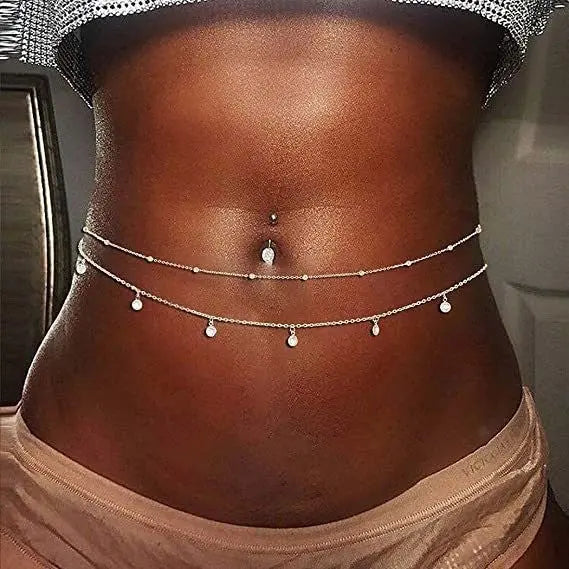Women's Fashion Round Beads Chain Double-layer Waist Chain - Norellé