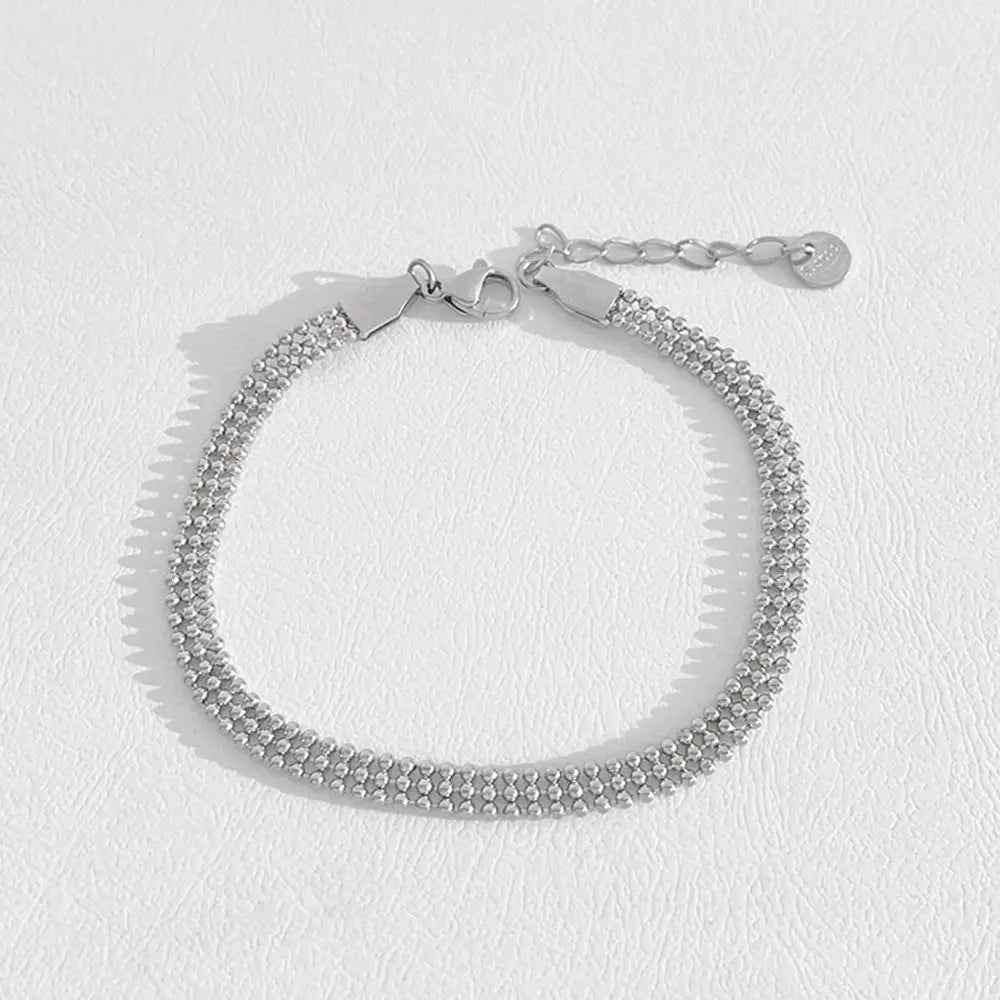 Fashion Stainless Steel Electroplated Small Golden Beads Multi-layer Twin Bracelet - Norellé