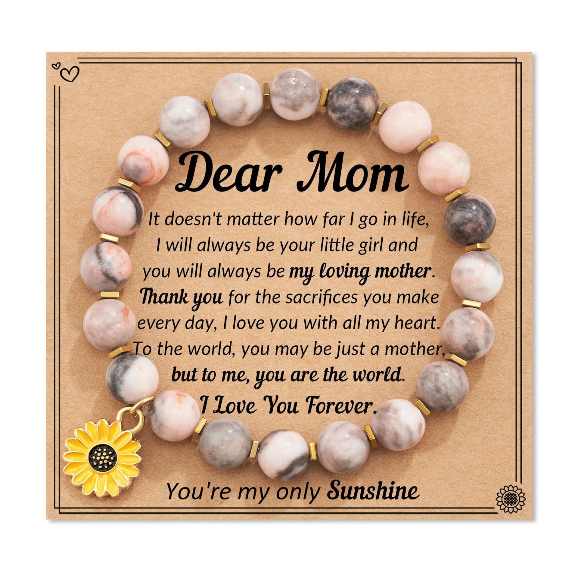 Zebra Sunflower Bracelet Natural Stone Bracelet - Norellé