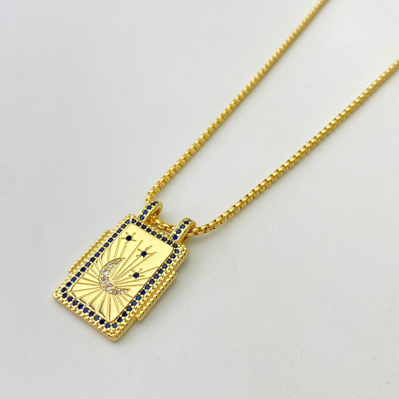 Copper Plating 18K Gold Drop Oil Color Tarot Necklace - Norellé