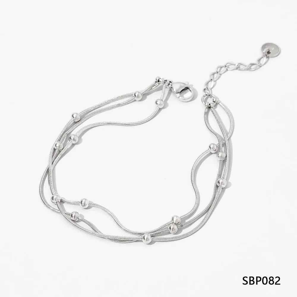 Fashion Stainless Steel Electroplated Small Golden Beads Multi-layer Twin Bracelet - Norellé
