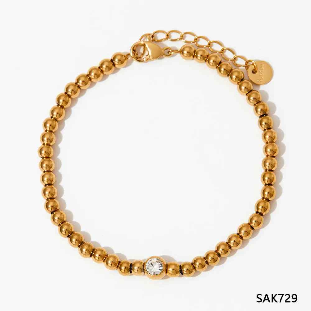 Fashion Stainless Steel Electroplated Small Golden Beads Multi-layer Twin Bracelet - Norellé