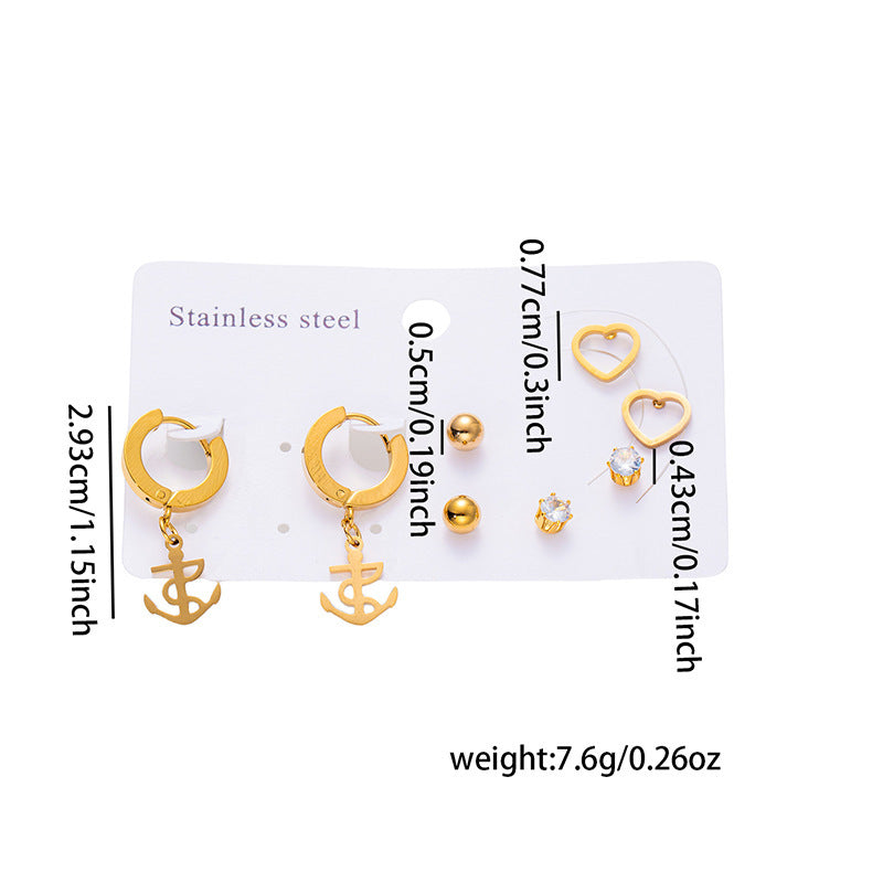 Fashion Simple Titanium Steel Earrings Creative Cross Love Butterfly - Norellé