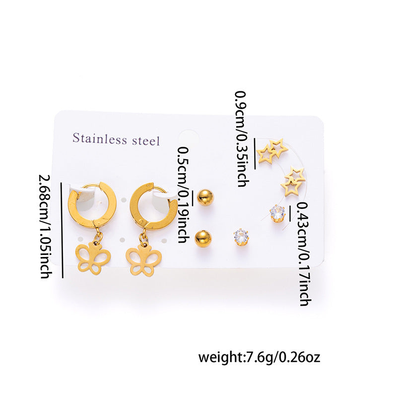 Fashion Simple Titanium Steel Earrings Creative Cross Love Butterfly - Norellé