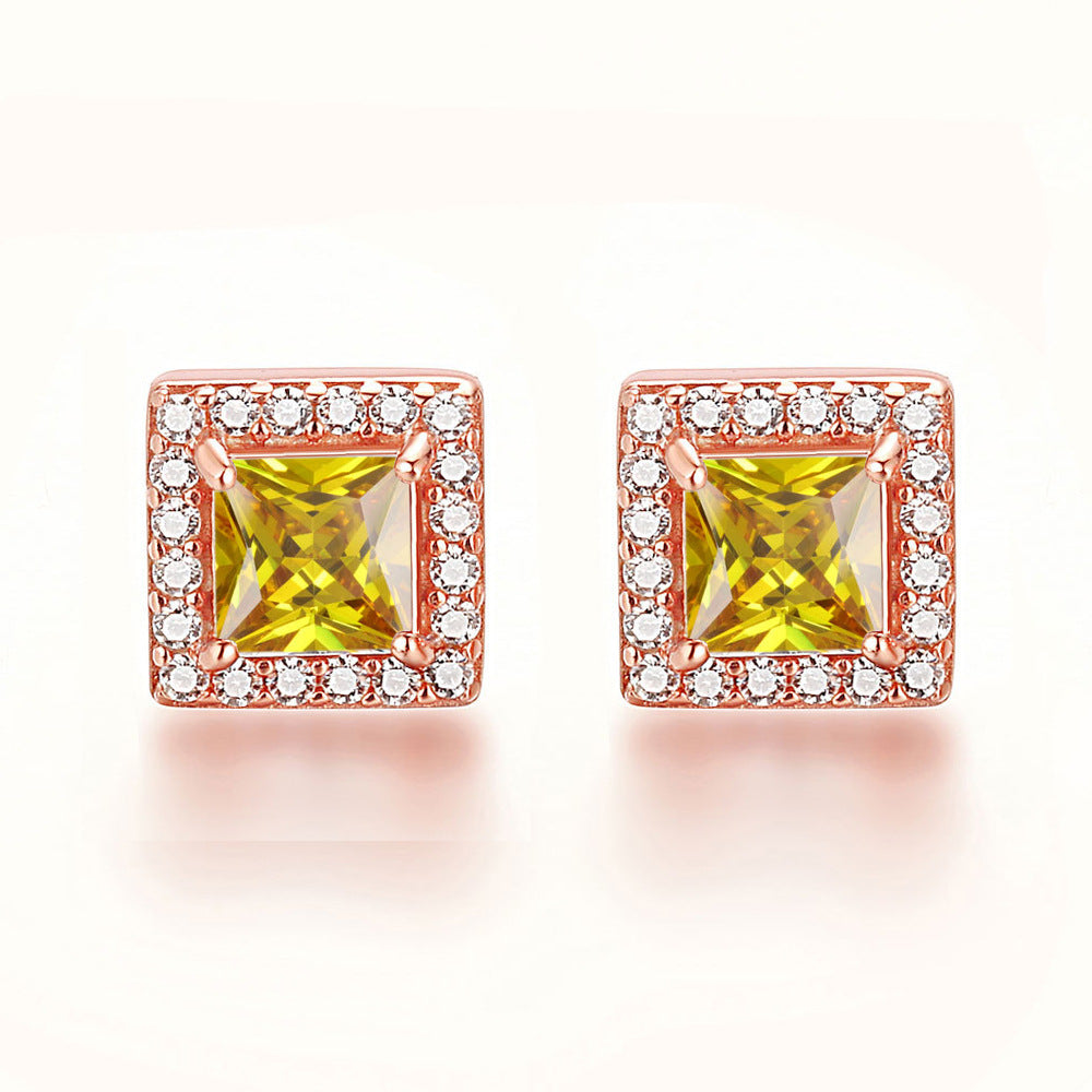 Inlaid Colored Gems Earrings S925 Sterling Silver Earrings - Norellé