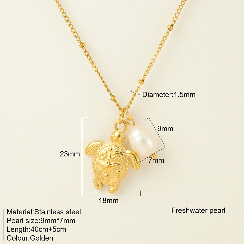Titanium Steel Conch Turtle Shell Retro Easy Matching Necklace - Norellé