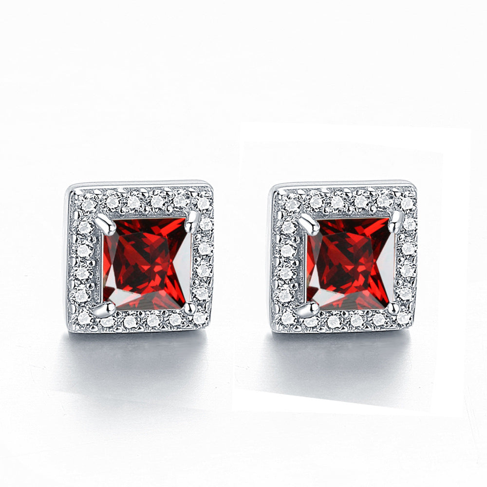 Inlaid Colored Gems Earrings S925 Sterling Silver Earrings - Norellé