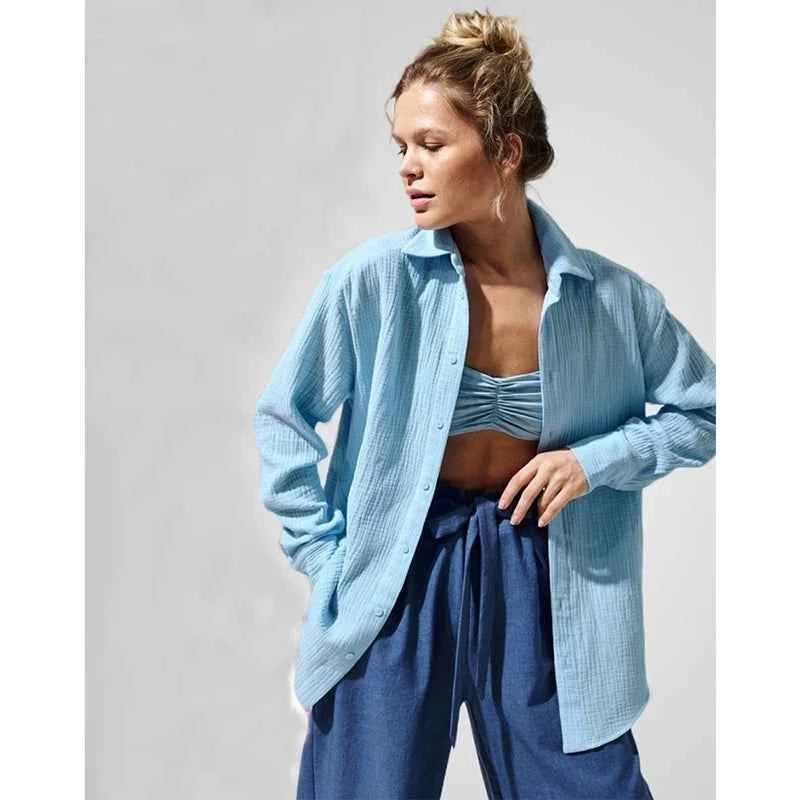 100% Cotton Solid White Shirt For Women