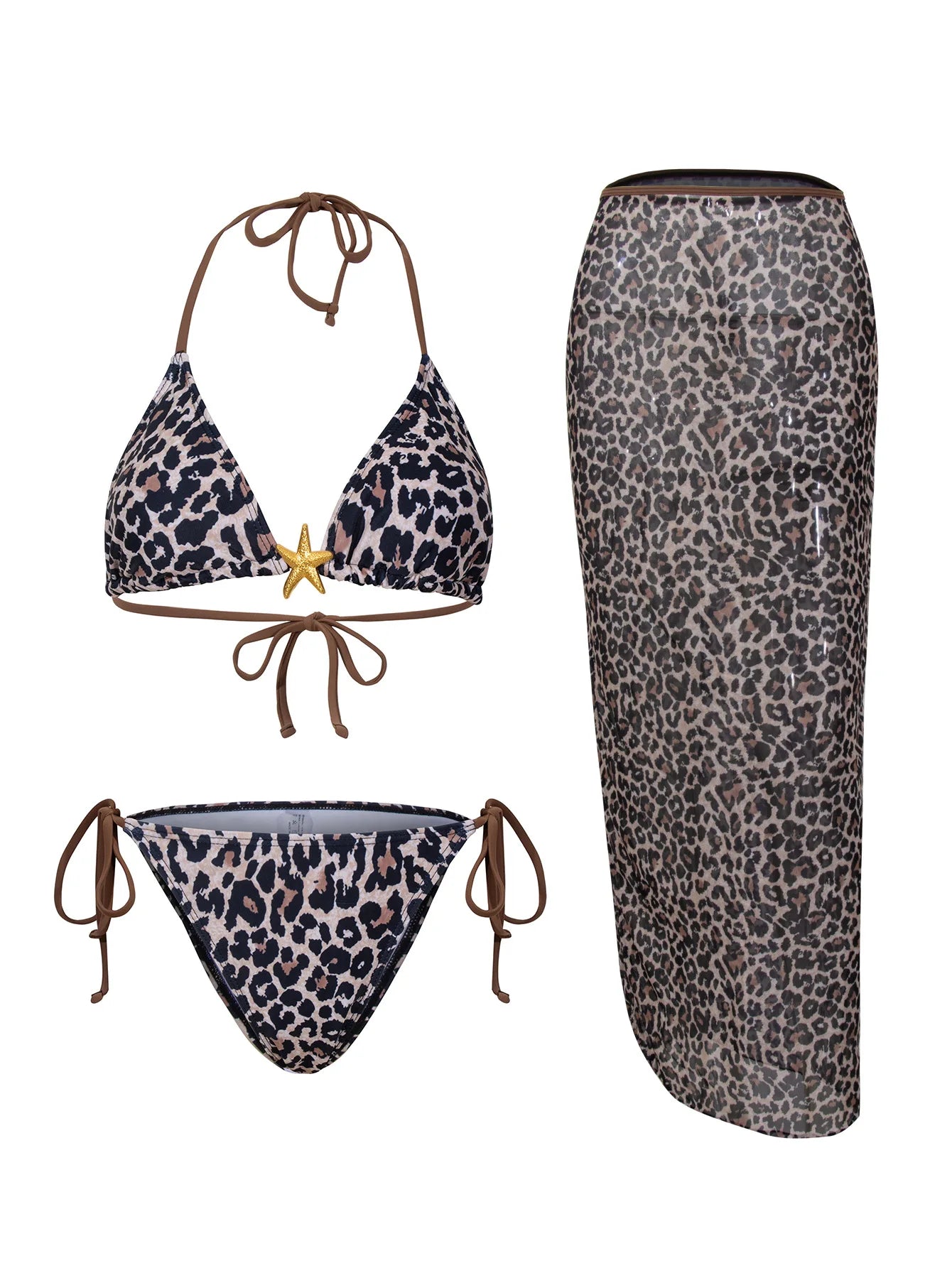 Flower Print Bikini Set Women's High Waist Long Skirt 3 Piece Swimsuit - Norellé
