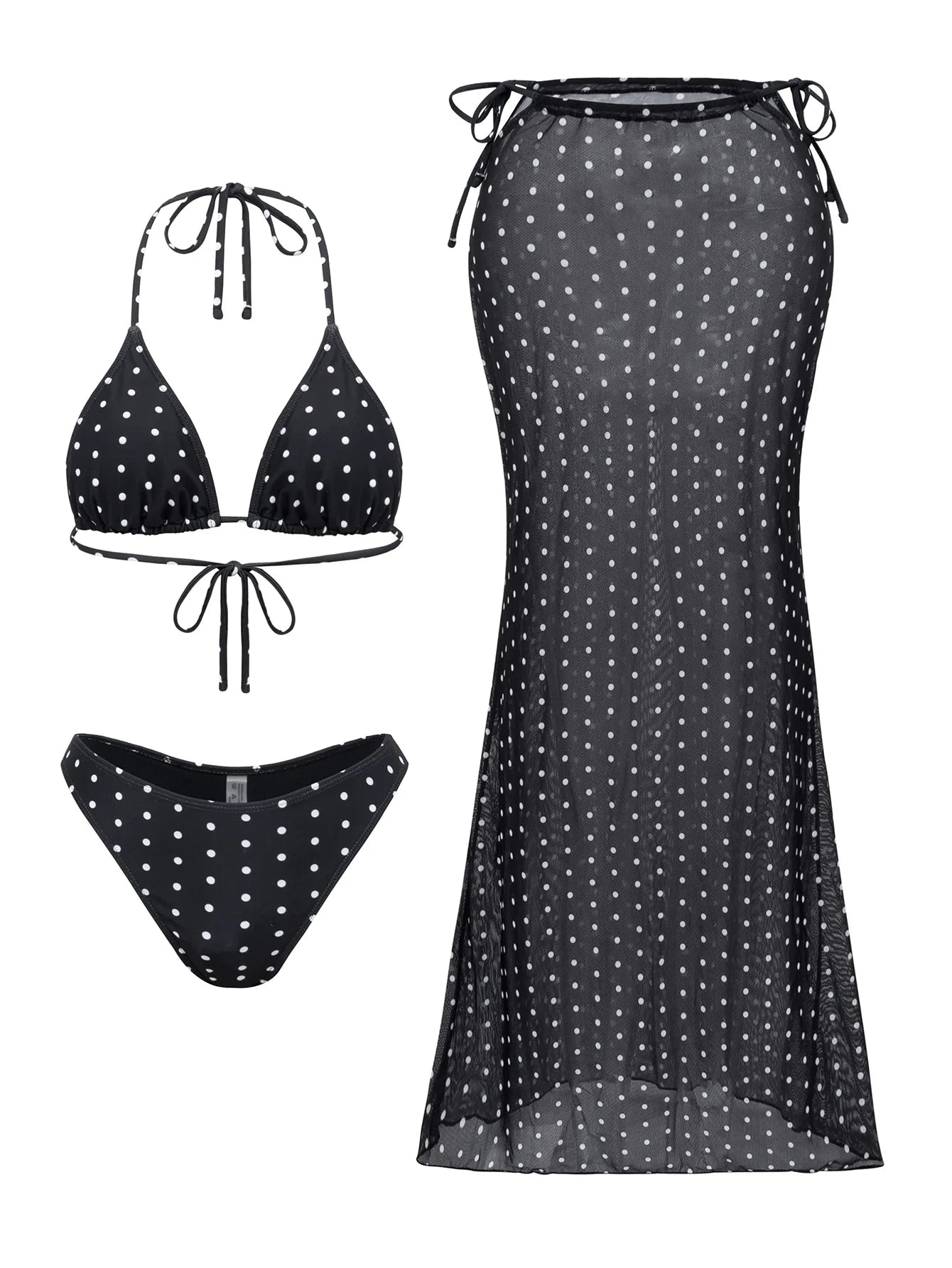 Flower Print Bikini Set Women's High Waist Long Skirt 3 Piece Swimsuit - Norellé