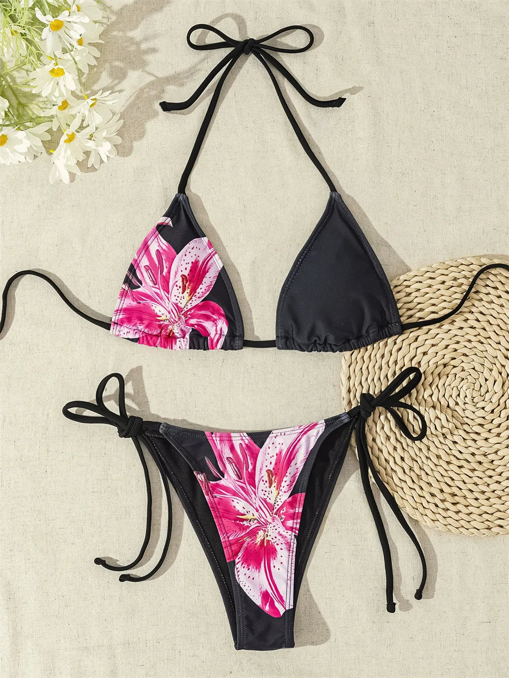 Flower Print Bikini Set Women's High Waist Long Skirt 3 Piece Swimsuit - Norellé