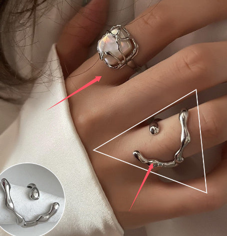 Shiny Geometric Ring Female Fashion Temperament Multi-layer Line Open Ring I - Norellé