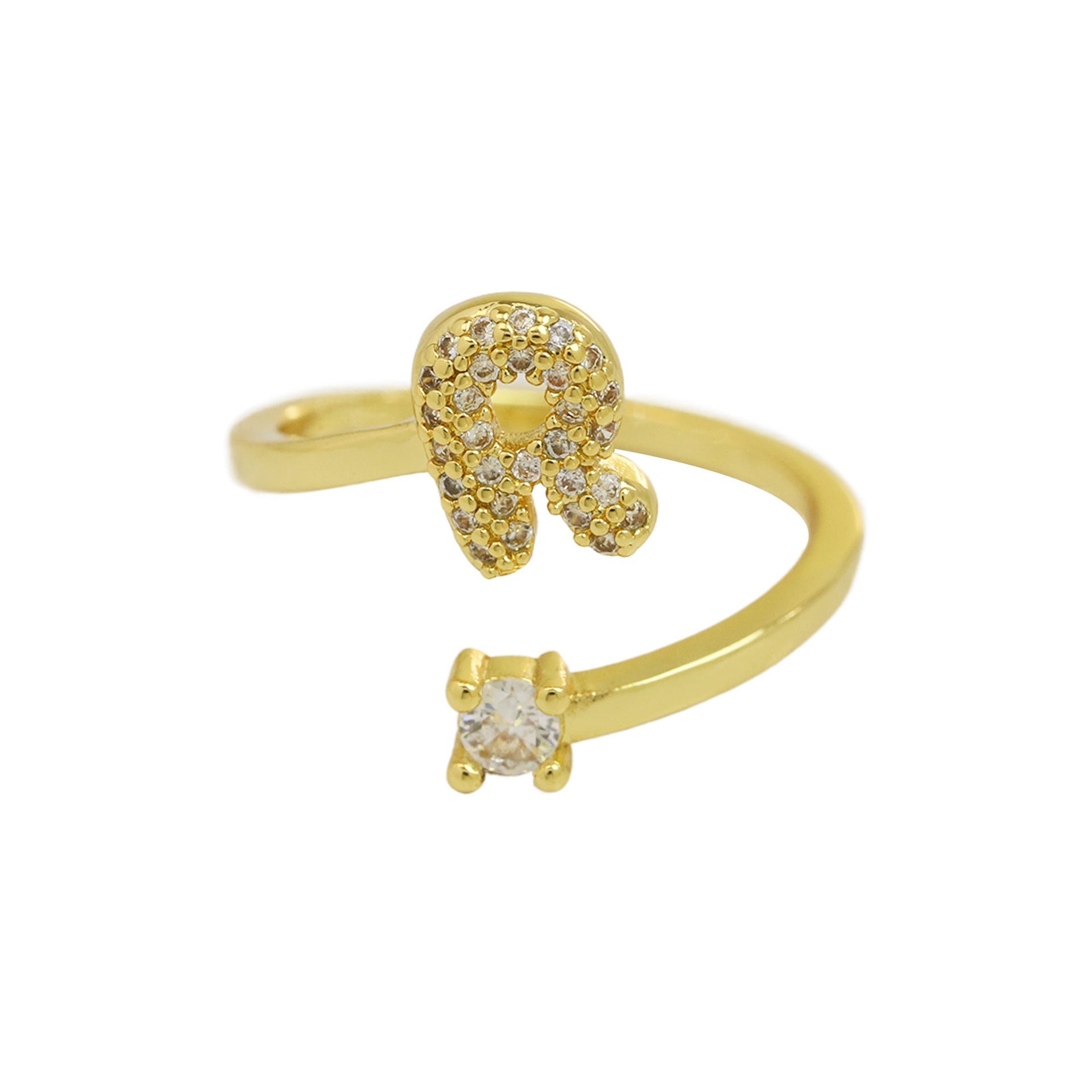 Cute 26 English Letters Open Adjustable Personality Ring - Norellé
