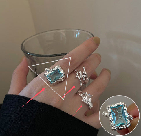 Shiny Geometric Ring Female Fashion Temperament Multi-layer Line Open Ring I - Norellé