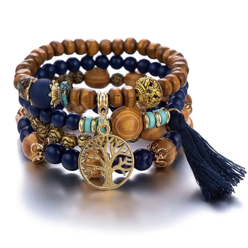 Multi-layer Wooden Bead Beaded Bracelet Elastic Bracelet - Norellé