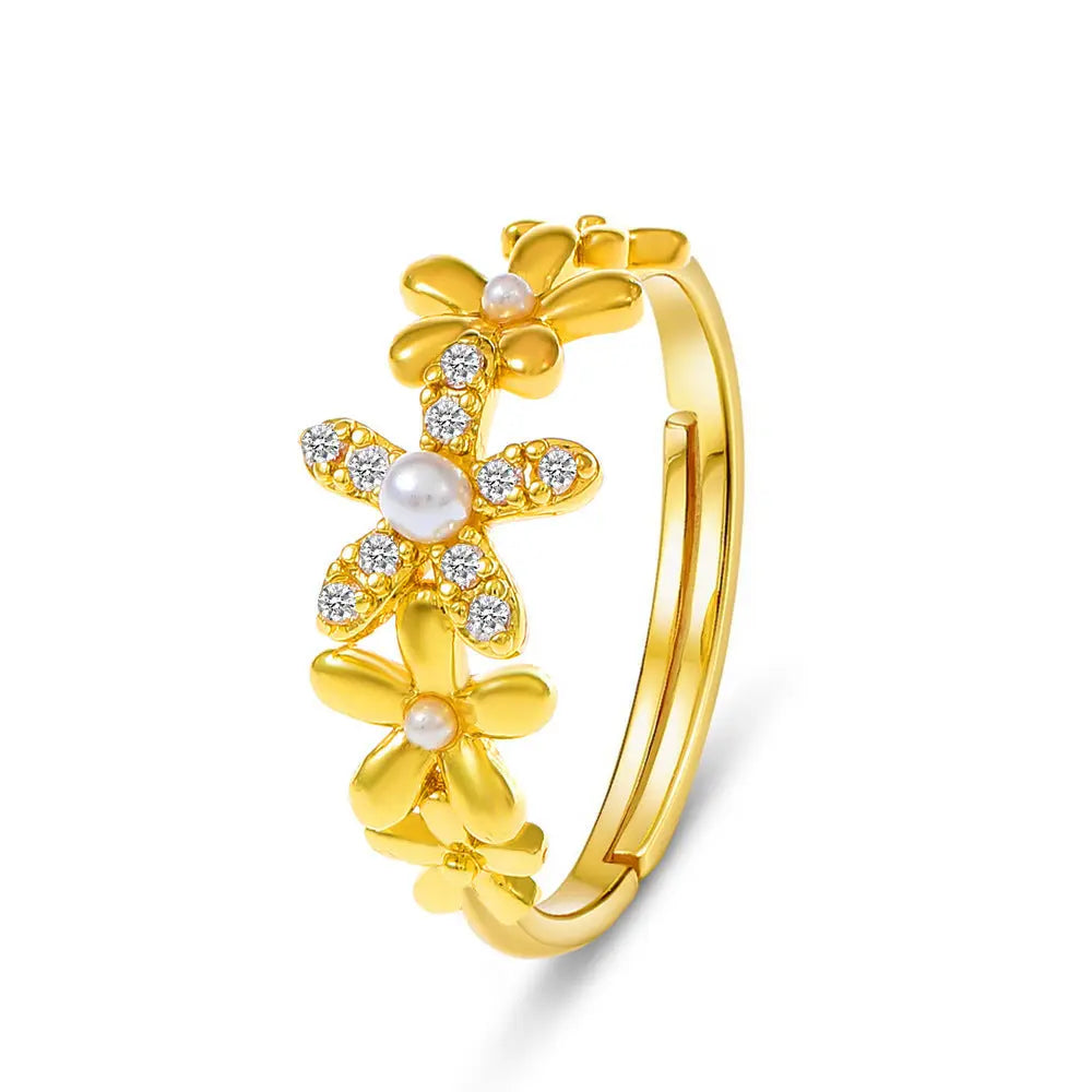 Diamond Oil-spot Glaze Flowers Ring - Norellé