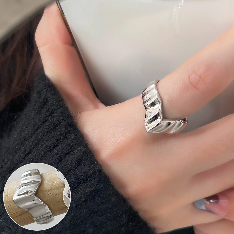 Shiny Geometric Ring Female Fashion Temperament Multi-layer Line Open Ring I - Norellé